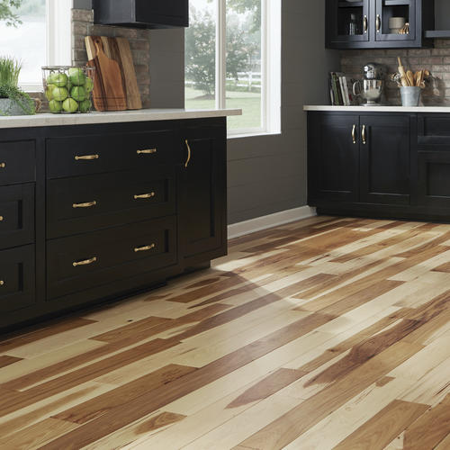 Kitchen With Wood Floors Natural Hickory Solid Hardwood 3" Floor