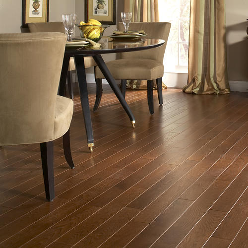 Great Lakes Wood Floors Room Scene With Tanned Leather Oak Floor Sample On It