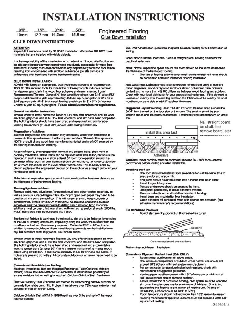 Engineered Flooring Glue Down Installation Instructions