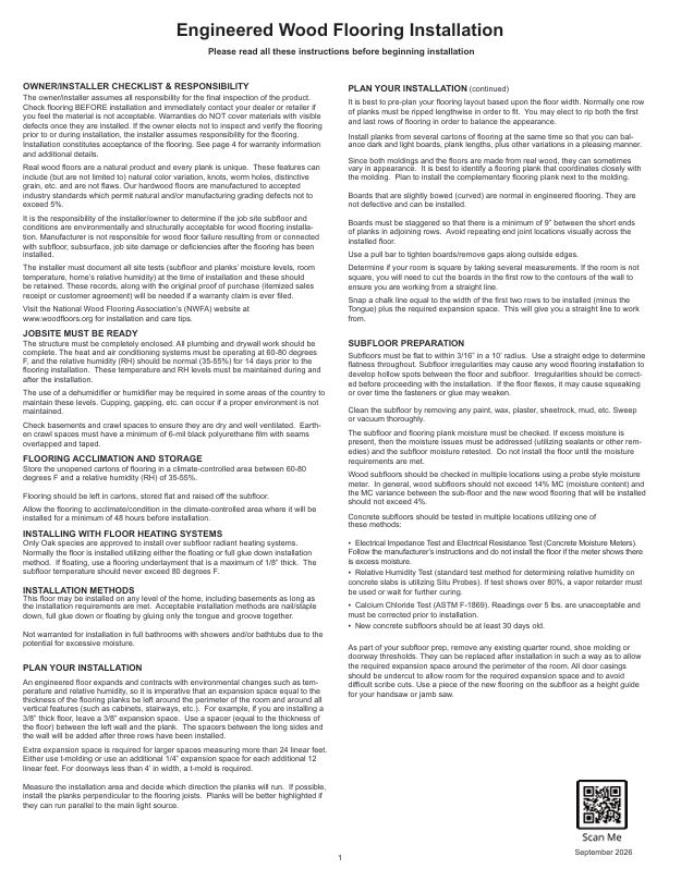 Engineered Flooring Staple Down Installation Instructions